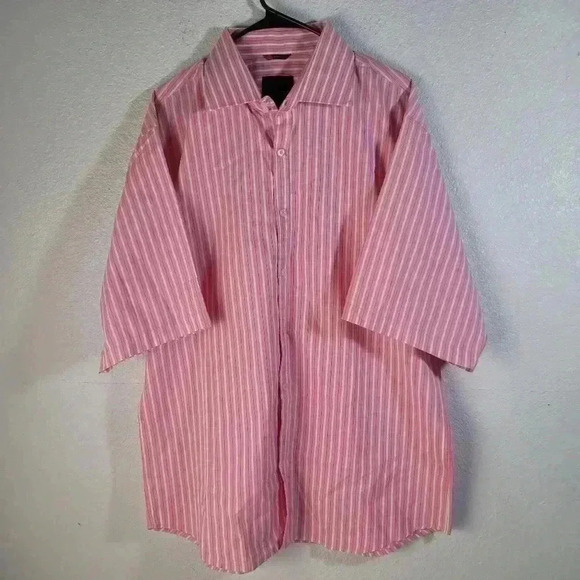Roar Pink Striped Short Sleeve Button Up Shirt Sz XXL - Picture 1 of 7